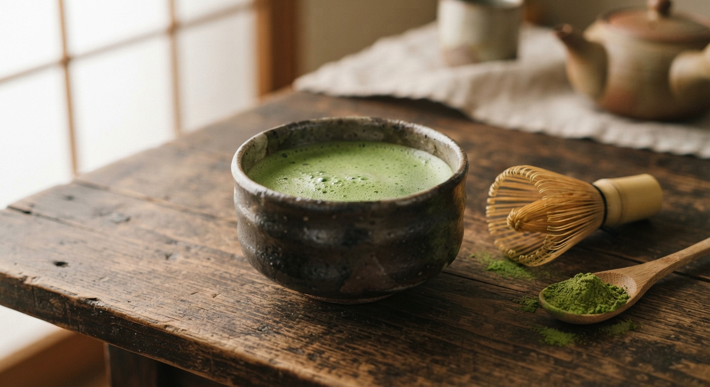 Imágen de un té matcha preparado